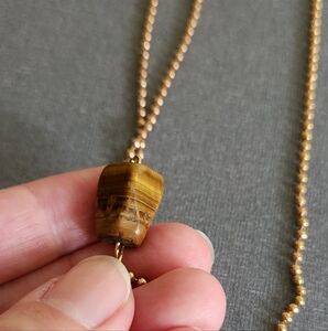 Real Tiger's Eye Quartz Chunk Pendant